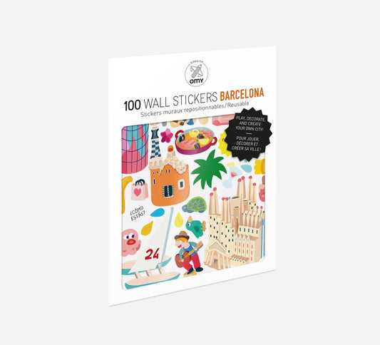 OMY - daugkartiniai lipdukai -BARCELONA - 100 WALL REMOVABLE STICKERS
