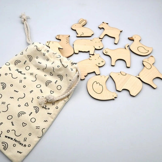 FERFLEX mediniai magnetai - Magnetic wooden game - Farm animals