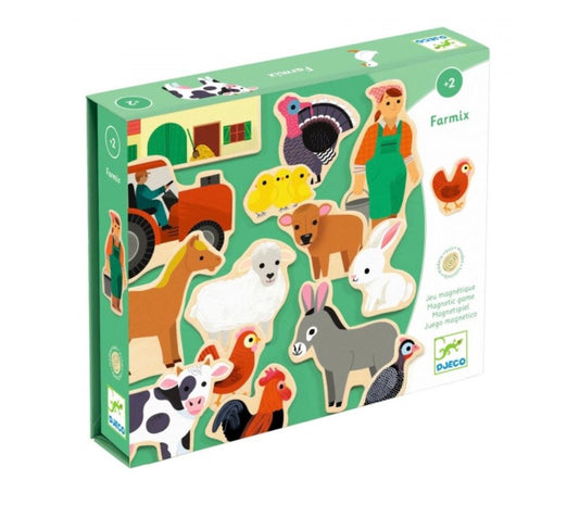 DJECO - Medinių magnetukų rinkinys - Ferma (24 vnt.)