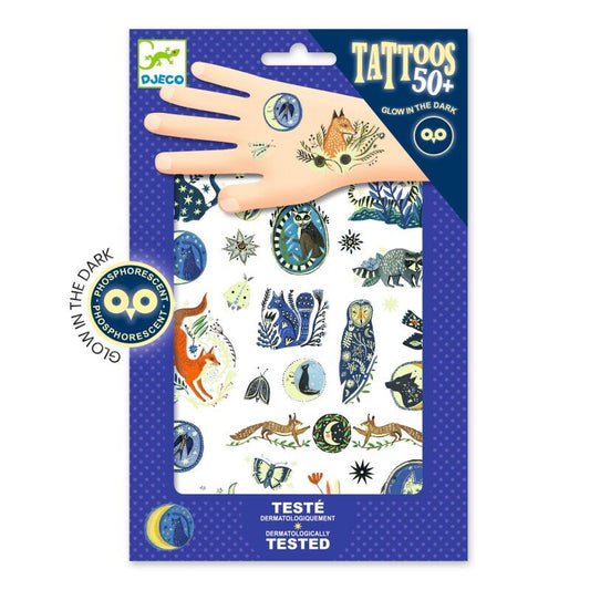 DJECO - Tatuiruotės - Nakties atspindžiai (50+ tatuiruočių) - švienčiančios tamsoje