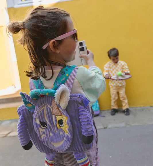 Les Déglingos kuprinė Corduroy Backpack Kiprokos the zebra