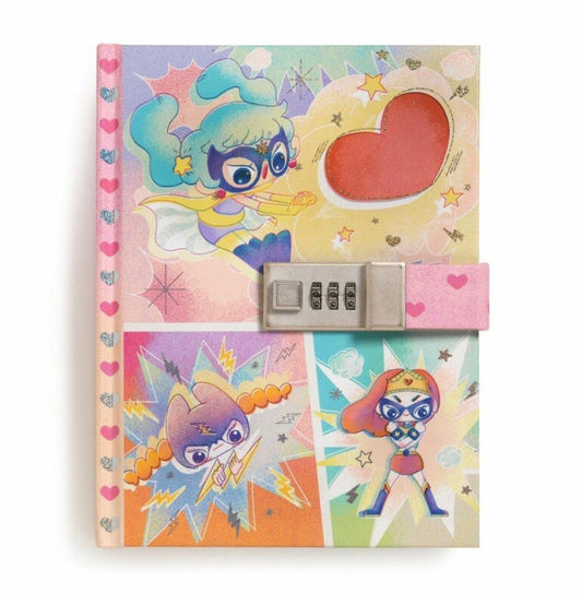 DJECO - Slapta užrašų knygutė su kodu - Supermergaitės