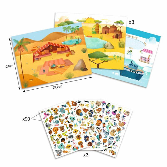 DJECO - Nutrinami paveiksliukai - Savana, Dykuma, Šiaurės Ašigalis