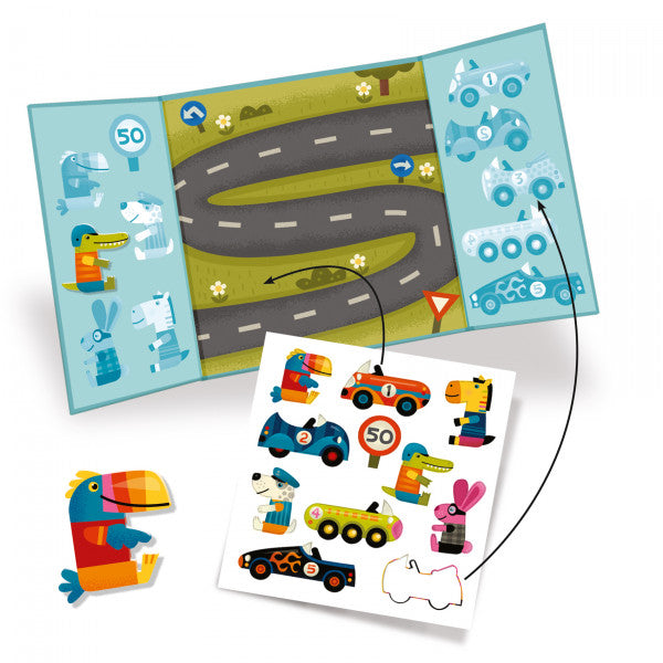 DJECO - Daugkartiniai lipdukai - Automobiliai