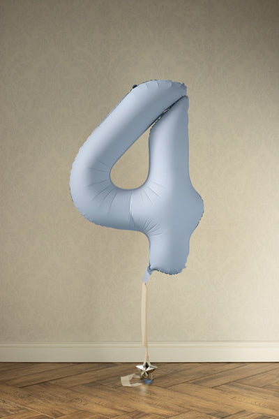 Folinis balionas - Melsvas skaičius 4, 86 cm - Matinis