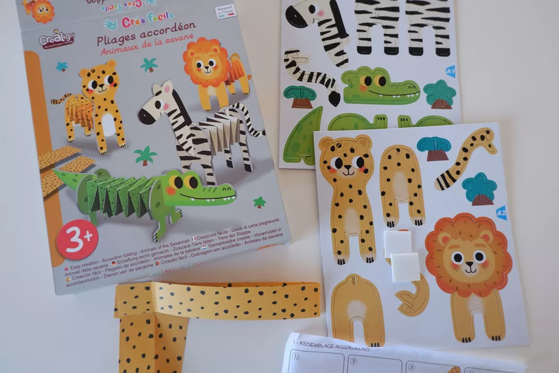 Créa Lign' - Jeux créatifs & éducatifs kūrybinis išlankstomas rinkinys - "Animals of the savannah"