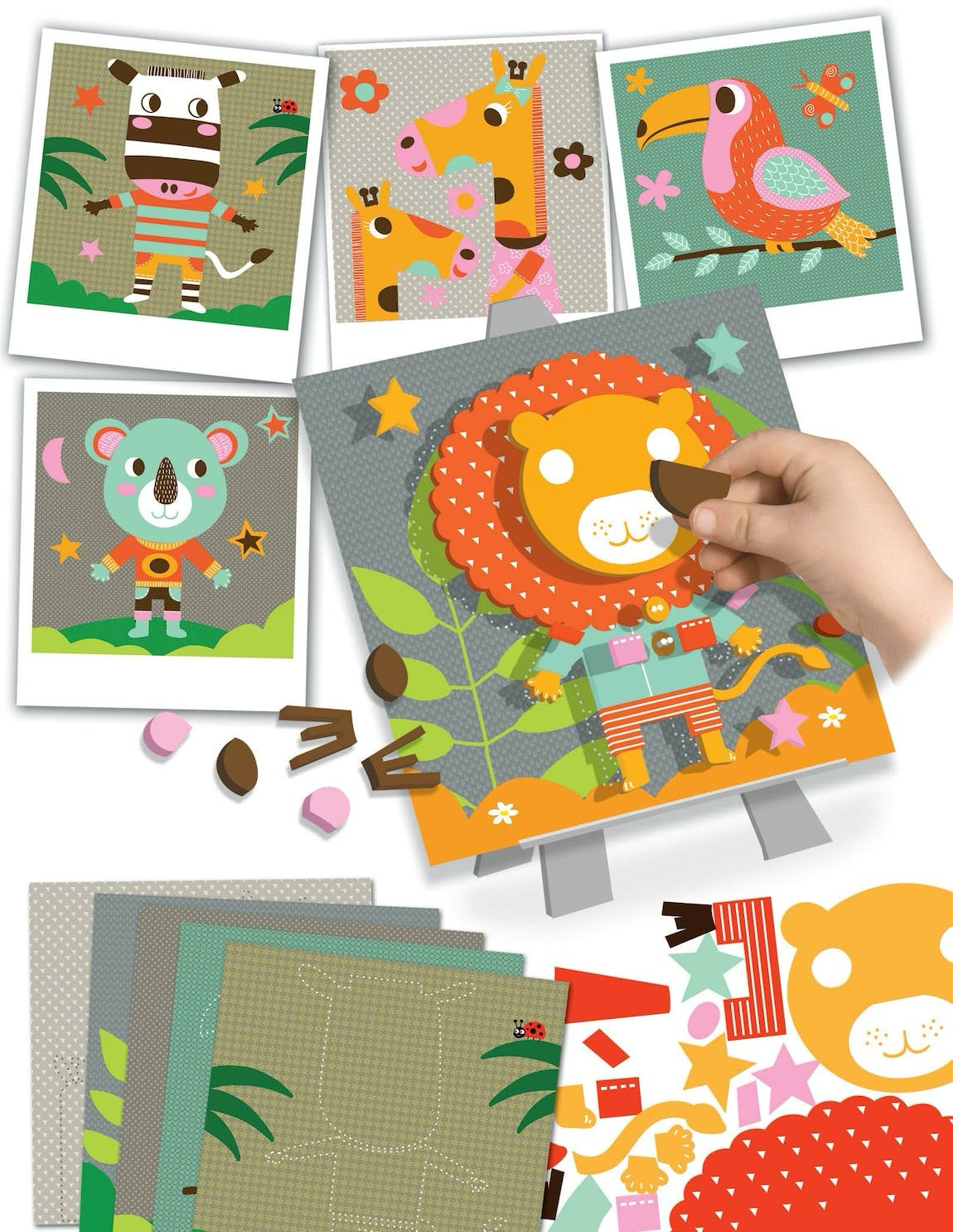 Créa Lign' - Jeux créatifs & éducatifs kūrybinis rinkinys - Relief portraits "Animals of the savannah"