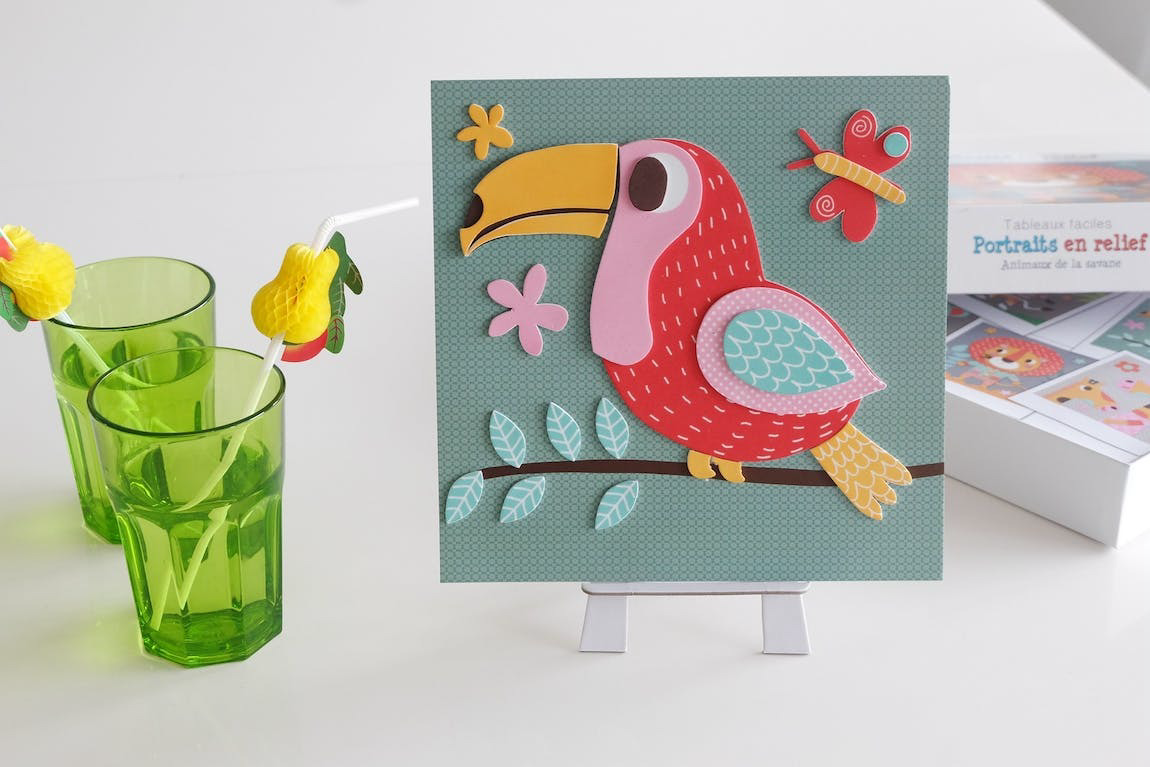 Créa Lign' - Jeux créatifs & éducatifs kūrybinis rinkinys - Relief portraits "Animals of the savannah"