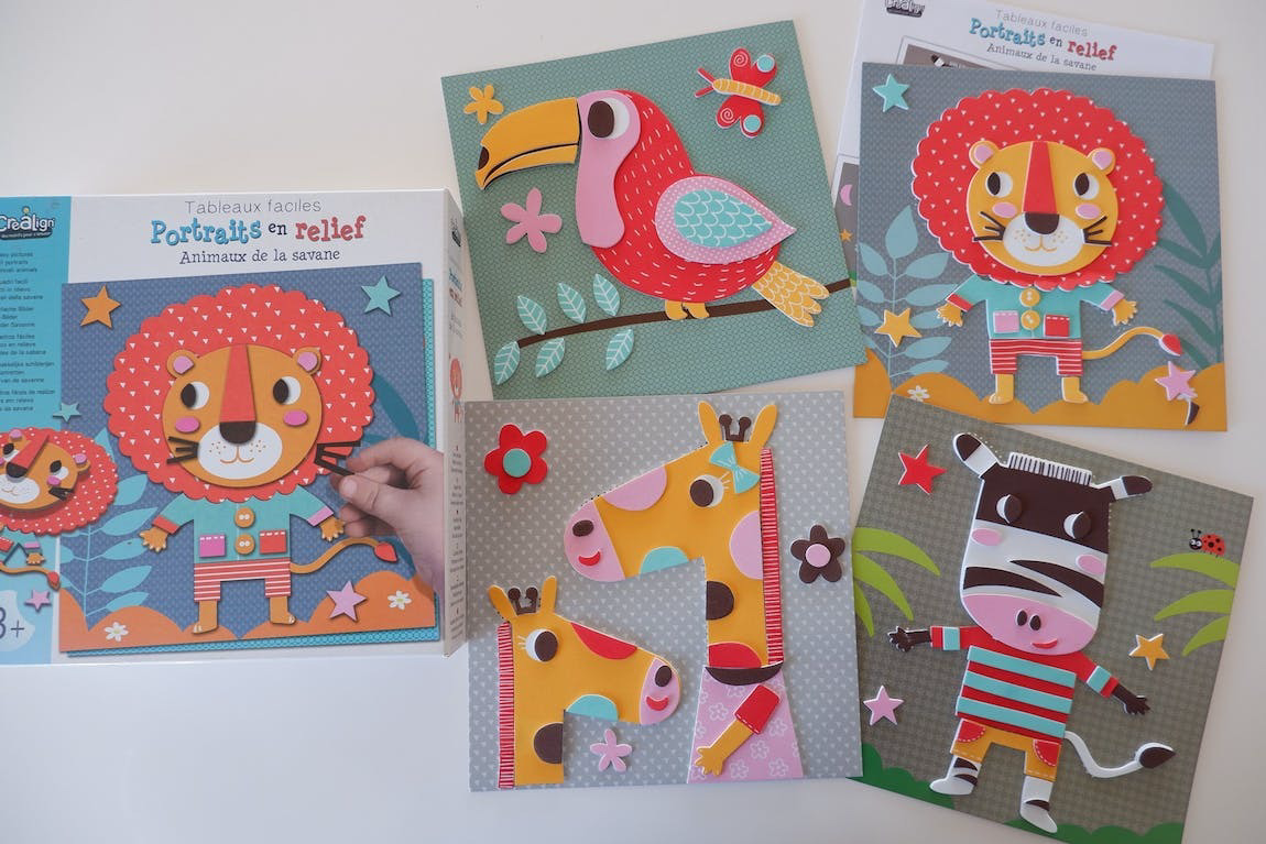 Créa Lign' - Jeux créatifs & éducatifs kūrybinis rinkinys - Relief portraits "Animals of the savannah"