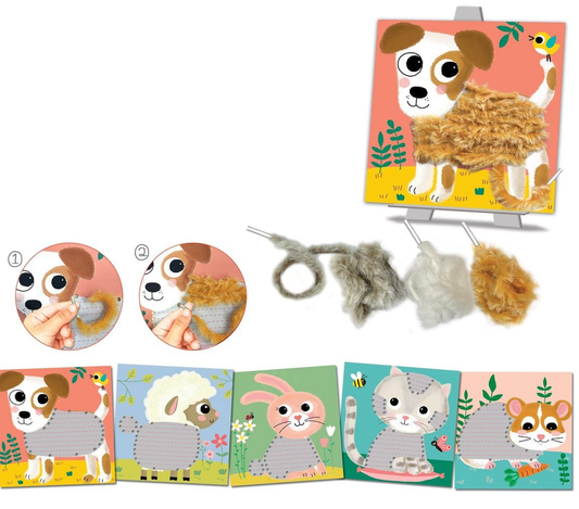 Créa Lign' - Jeux créatifs & éducatifs - lavinamasis-kūrybinis rinkinys - Laine à lacer "Mes Doux Compagnons"