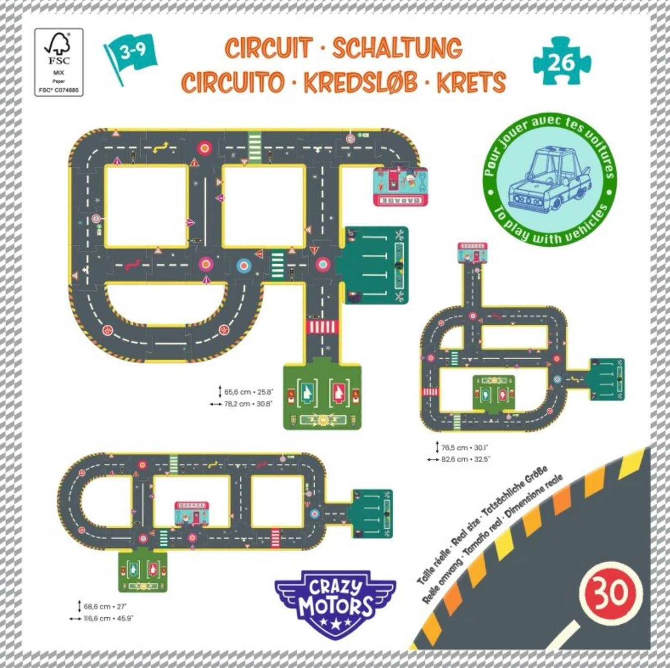 DJECO - Crazy motors - Milžiniška dėlionė - Miesto žiedas (26 det.)
