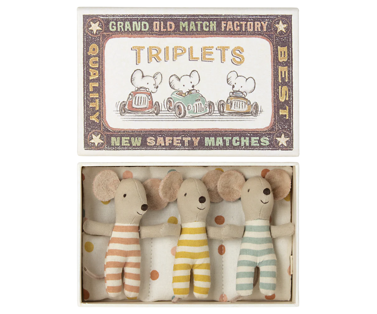 Maileg - mažyliai peliukai dėžutėje - Triplets