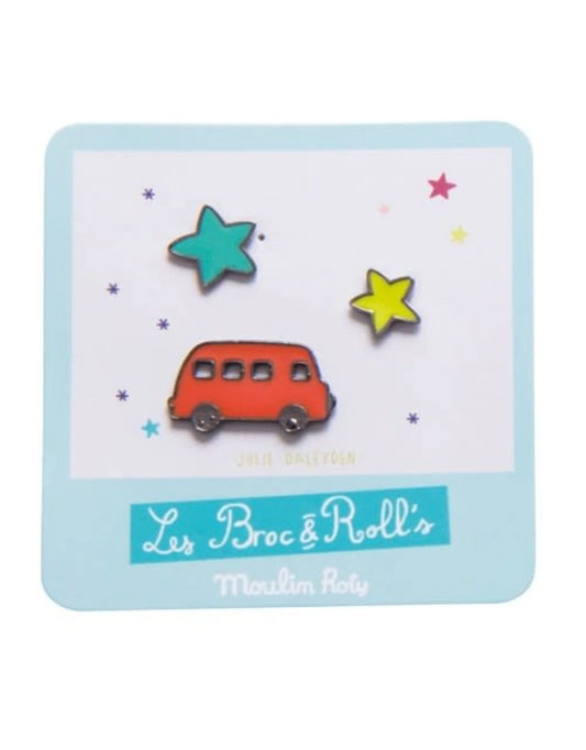 3 lakuotų segių rinkinys – Broc' & Rolls raudonas furgonėlis