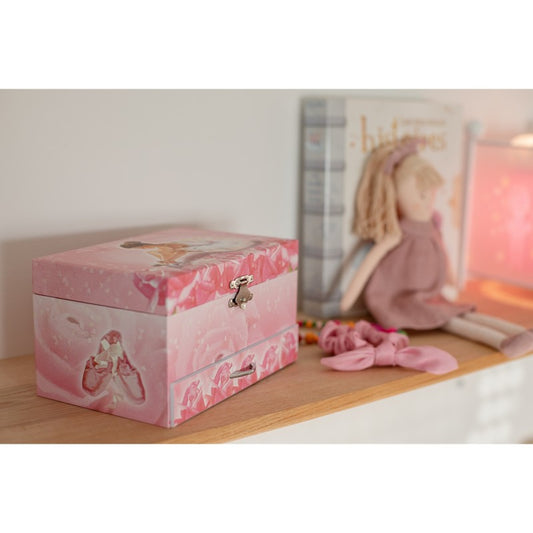 Trousselier muzikinė dėžutė - Ballerina Phosphorescent Musical Jewelry Box - Pink - spindi tamsoje