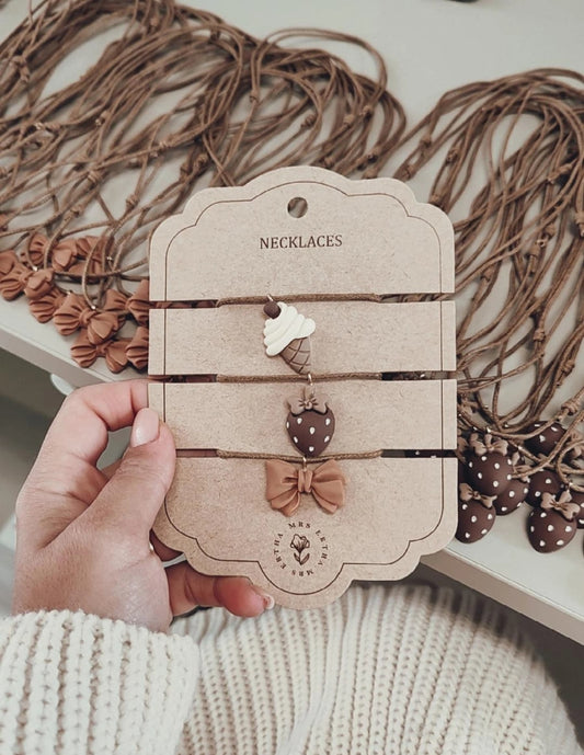 Kaklo papuošalų rinkinys | Icecream + Strawberry + Bow