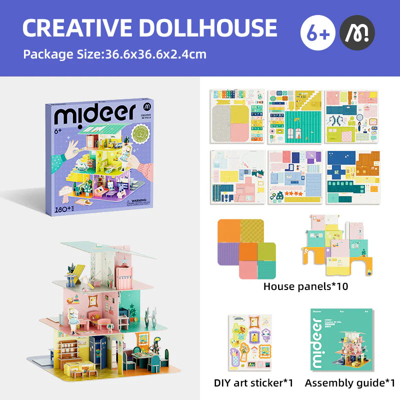Mideer - 3D dėlionė / DIY lėlių namas
