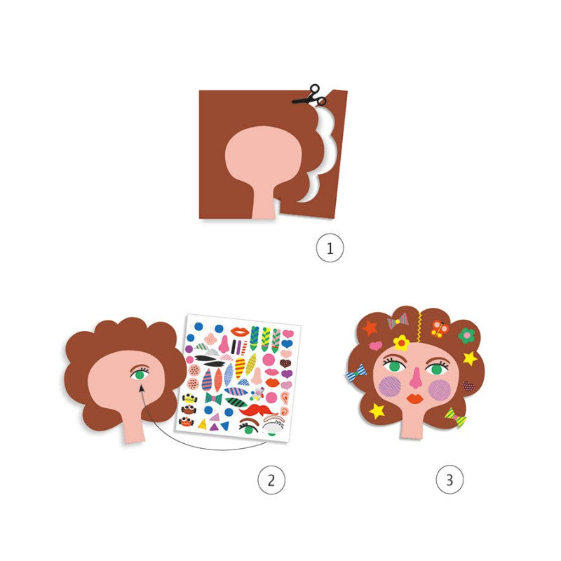 DJECO - Cutting and sticker creative activity - Hairdresser