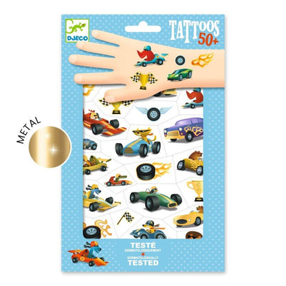 DJECO - Tatuiruotės - Greiti automobiliai (50+ tatuiruočių)