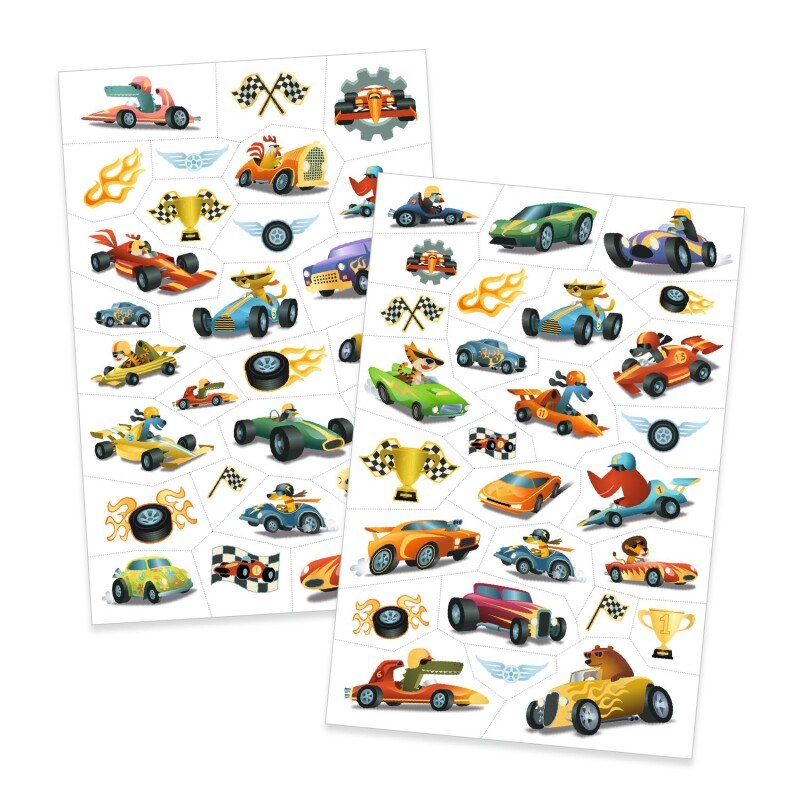 DJECO - Tatuiruotės - Greiti automobiliai (50+ tatuiruočių)