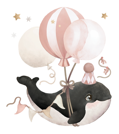 LILIPINSO sienų lipdukai - SELENE - Special sizes stickers / Flying whale (pink)