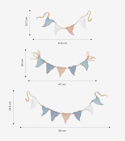 LILIPINSO sienų lipdukai -SELENE - Special sizes stickers / Pennant garlands (blue)
