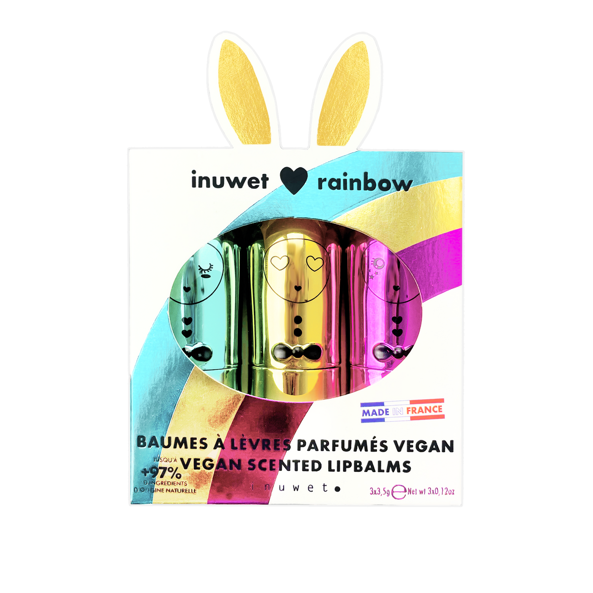 Inuwet Rainbow lūpų balzamų rinkinys vaikams - 3 balzamai