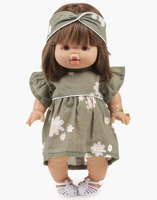 MINIKANE - „Daisy“ medvilninė suknelė ir galvos juostelė - GORDIS lėlėms