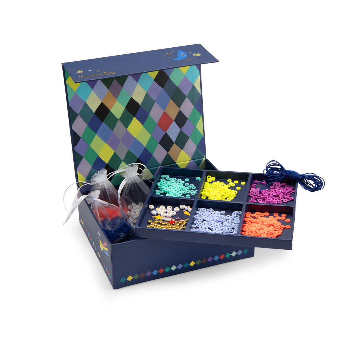 Moulin Roty - Plokščių karoliukų rinkinys apyrankėms kurti - Les Comètes Filantes