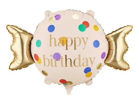 Folinis balionas - Saldainis „Happy Birthday“, 61x37 cm