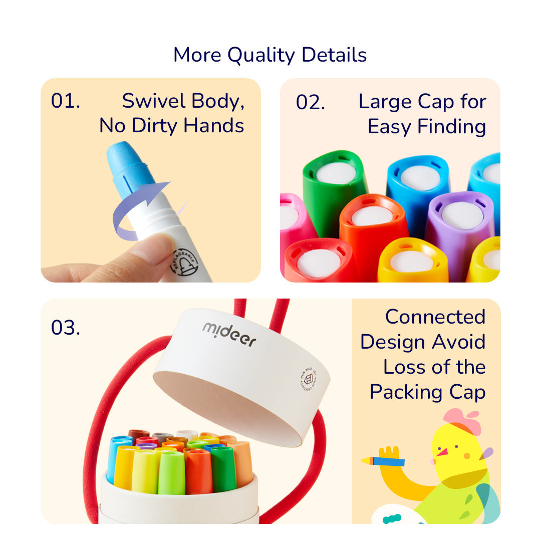 Mideer - Šilkinės kreidelės – 12 Spalvų