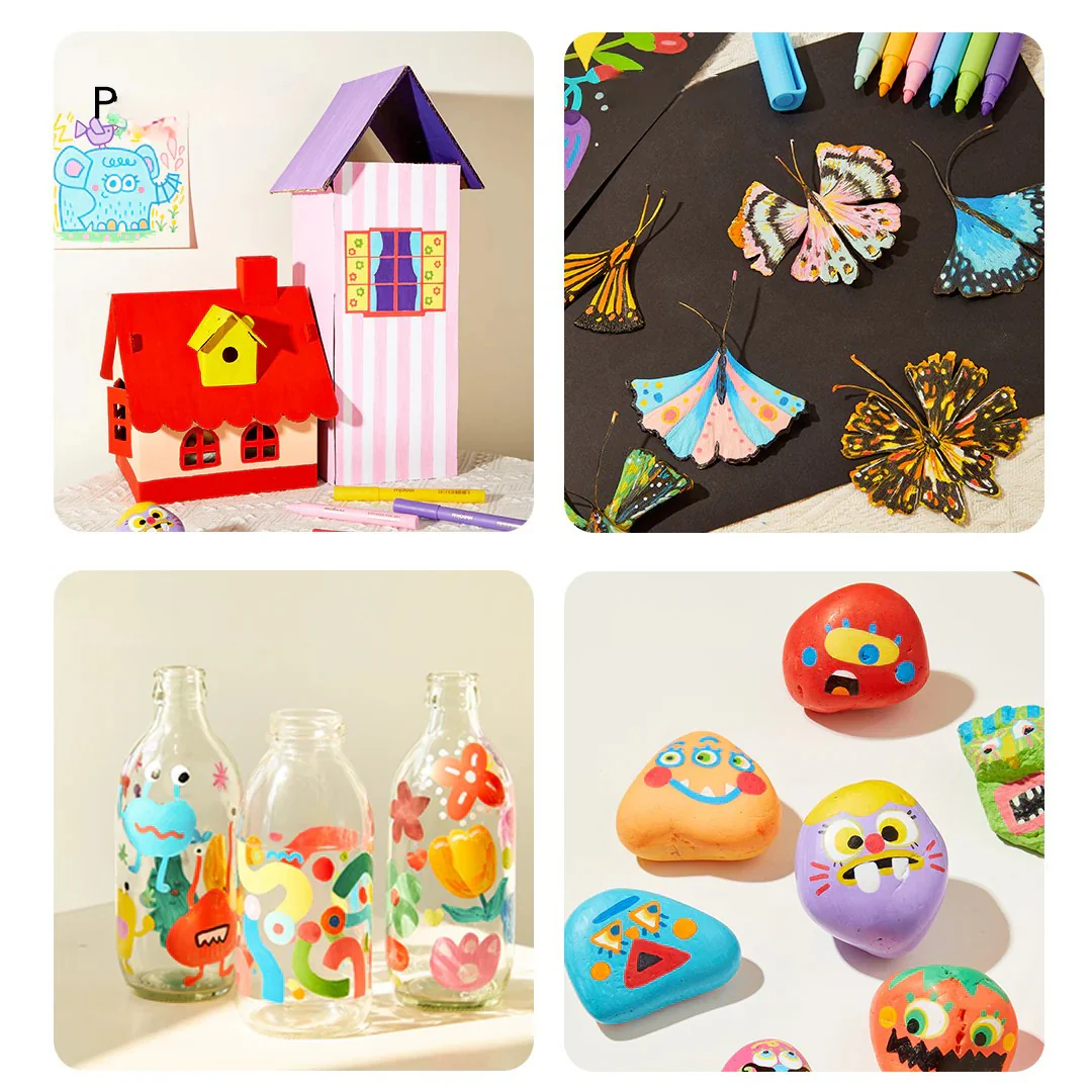 Mideer - Akriliniai markeriai su teptukiniu antgaliu spalvinimo dėkle - 24 spalvos