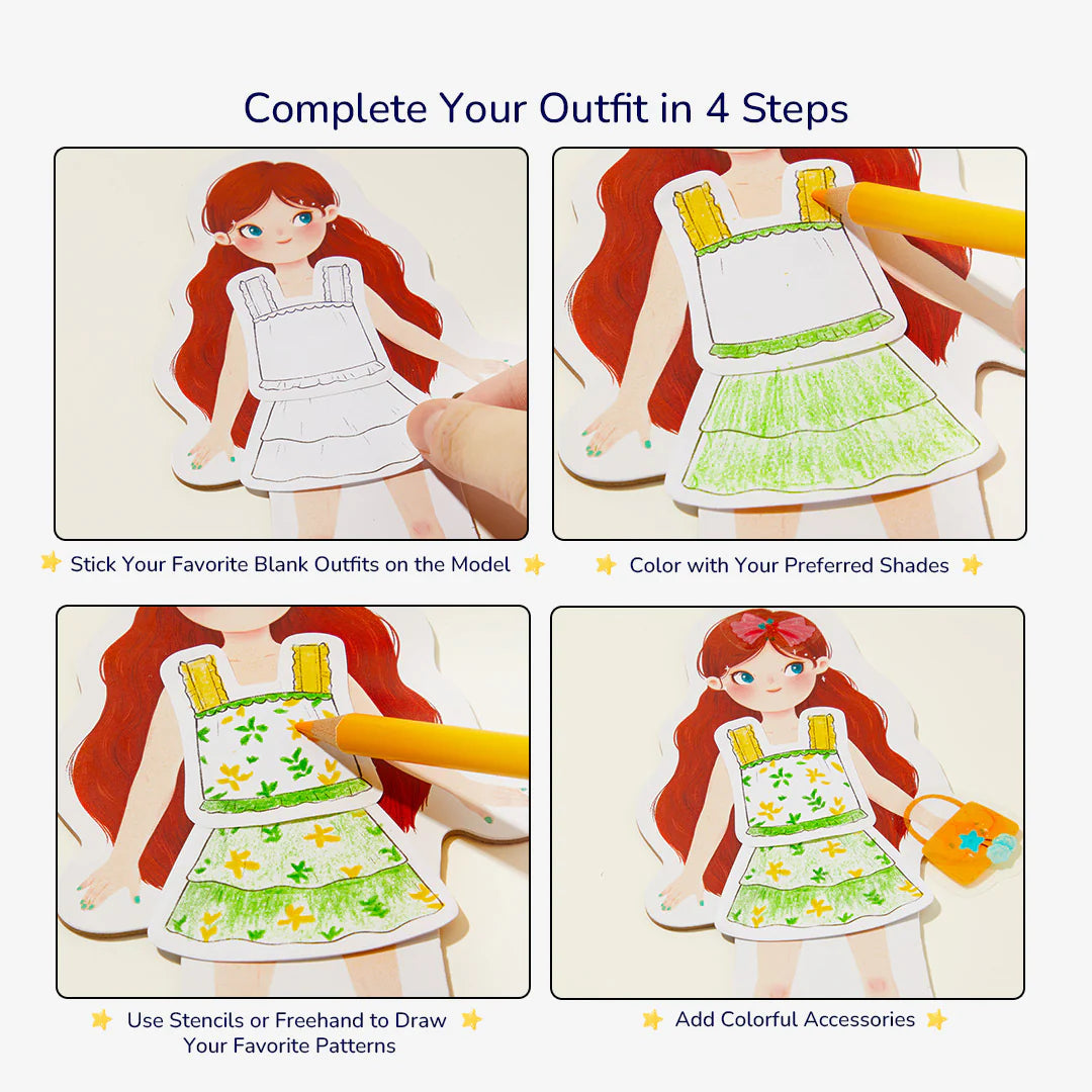 Mideer - Kūrybinis drabužių dizaino rinkinys - Miela mergaitė