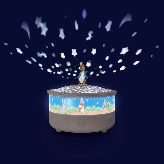 Trousselier musical projector - Pierre Lapin© 14 cm | Rechargeable via USB