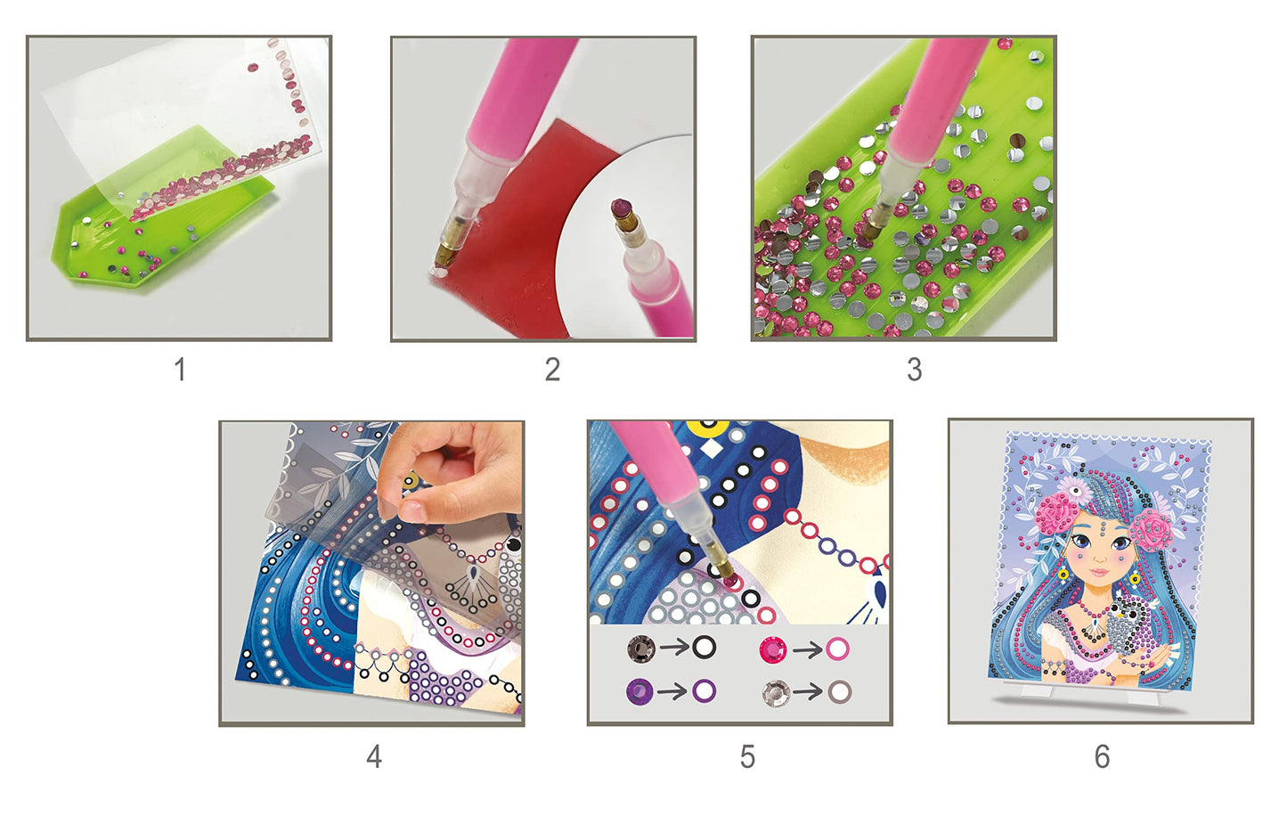 Créa Lign' - Jeux créatifs & éducatifs lavinamoji deimantų dėlionė -  Cards to create "Damsels of diamonds"