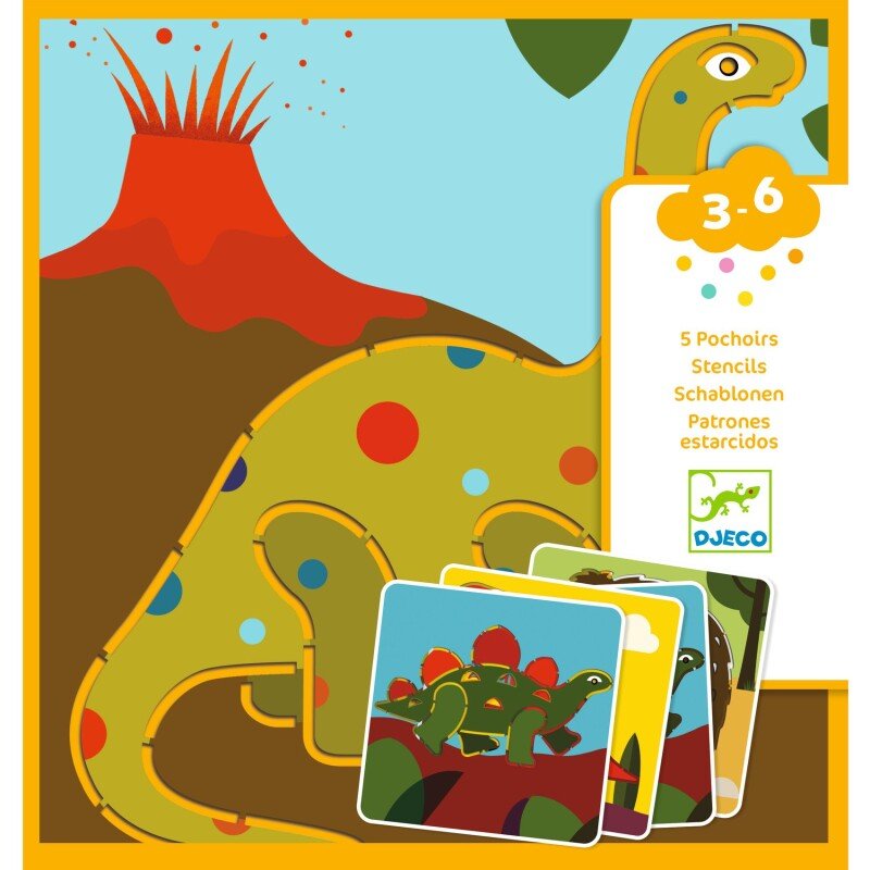 Piešimo trafaretai - Dinozaurai (5 vnt.)