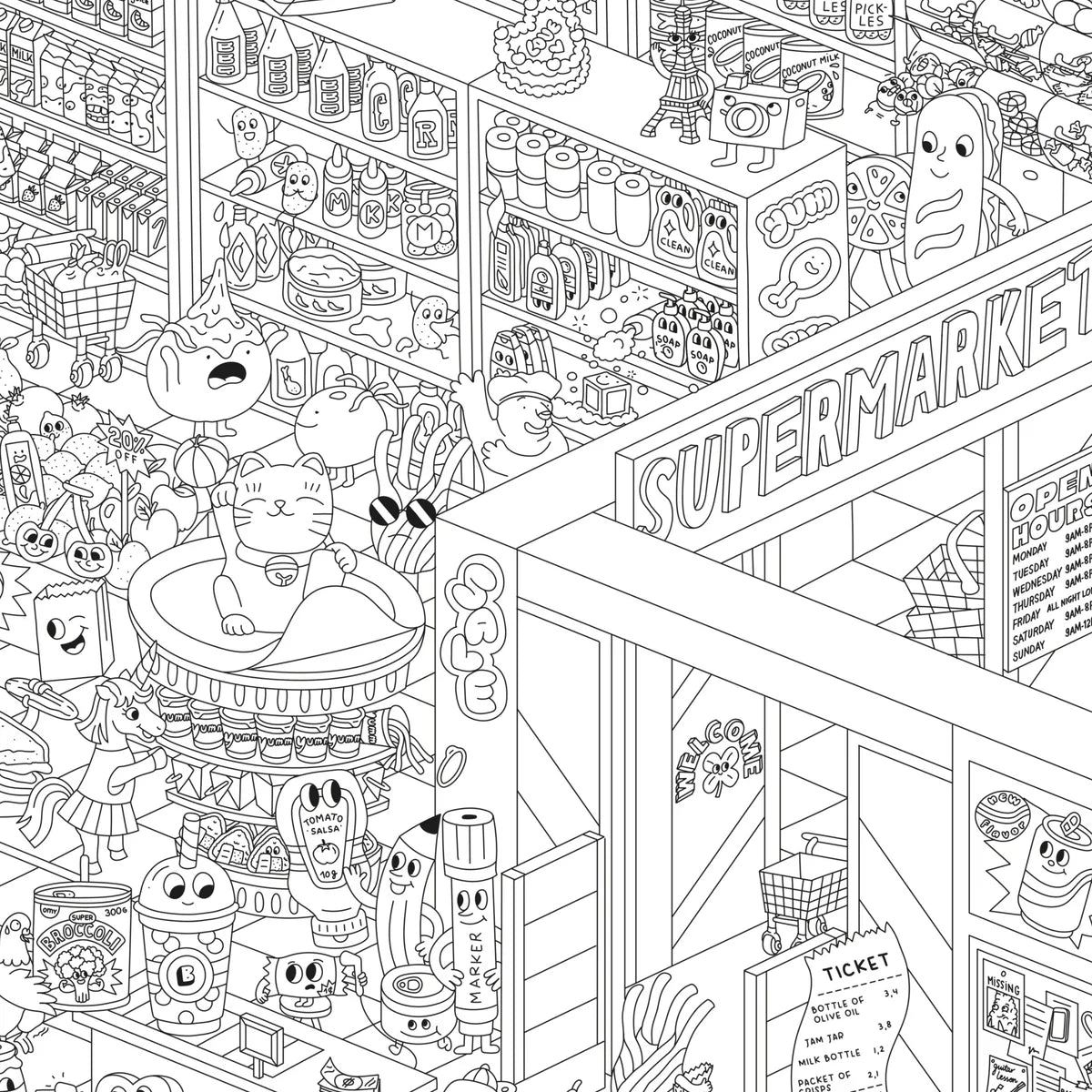 OMY - spalvinimo plakatas - SUPER MARKET - GIANT COLORING POSTER