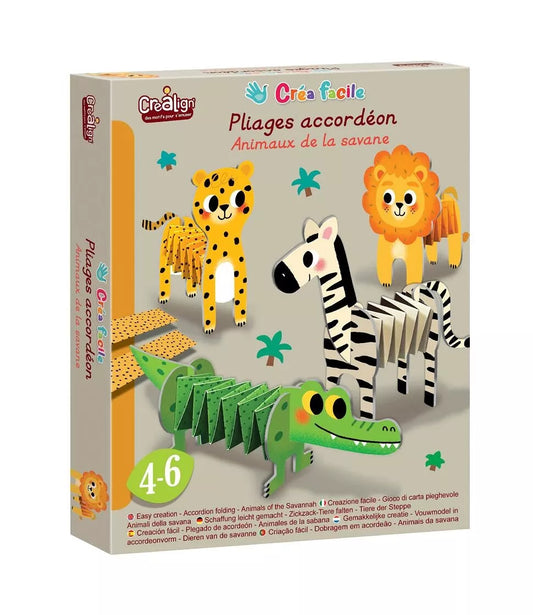 Créa Lign' - Jeux créatifs & éducatifs kūrybinis išlankstomas rinkinys -   "Animals of the savannah"