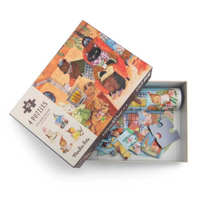 4 mini dėlionės „ A perfect day“ – Les Minouchkas