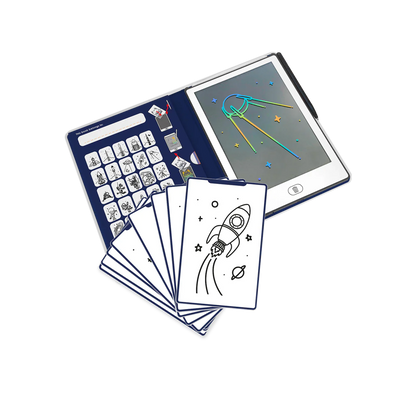 Kidywolf piešimo planšetė – GALAXY su piešimo kortelėmis ir interaktyviu ekranu, skatinančiu kūrybiškumą.