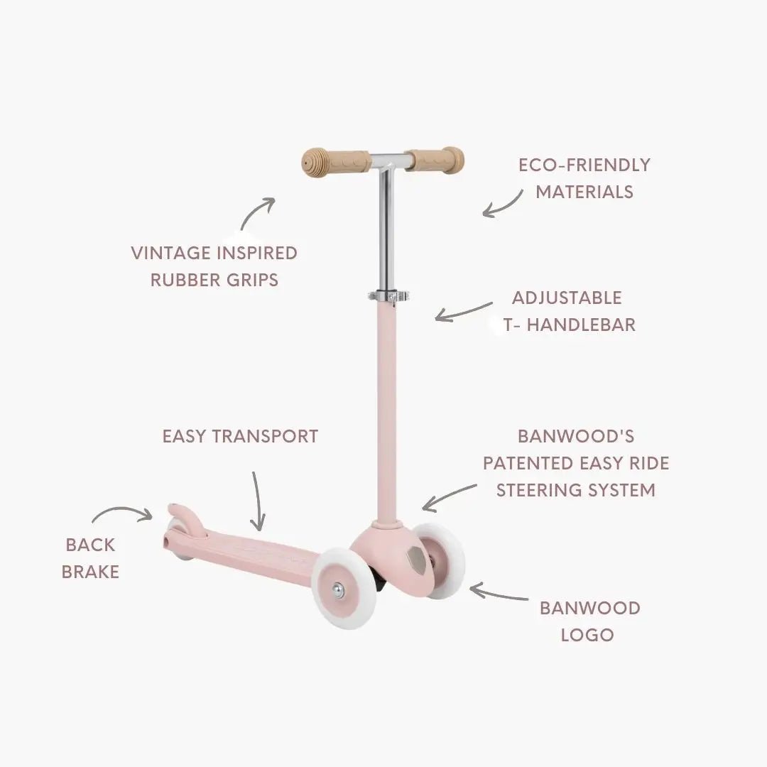 Banwood vintažinis ECO paspirtukas - Faded Pink - LE KUKU
