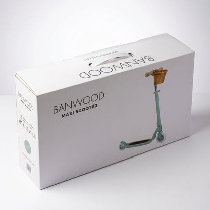 Banwood vintažinis paspirtukas su krepšeliu - Forest pakuotė su maksi paspirtuku