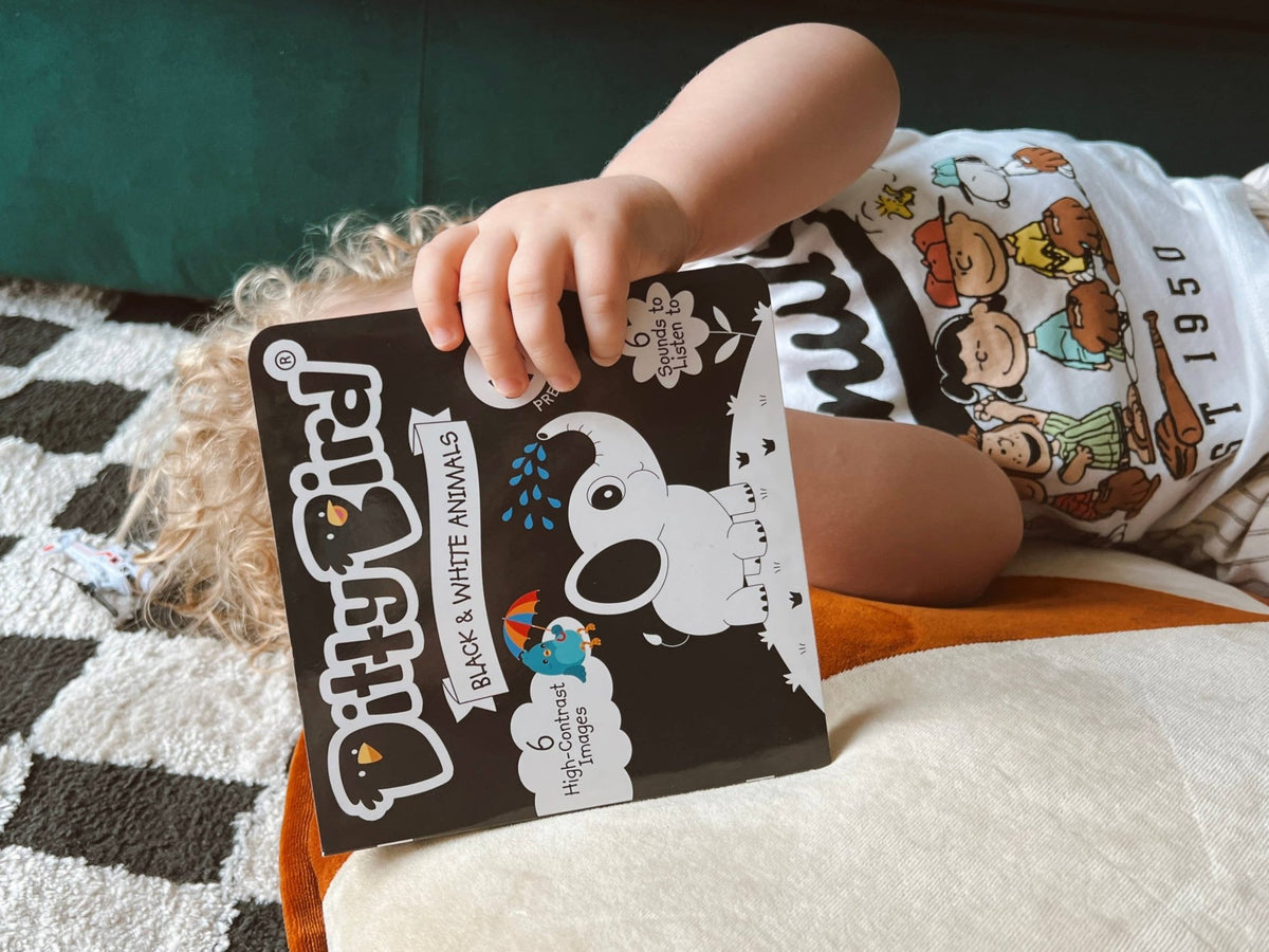 Ditty Bird - Garsų knygelė „Black and White" – naujagimiams (USB-C) - LE KUKU