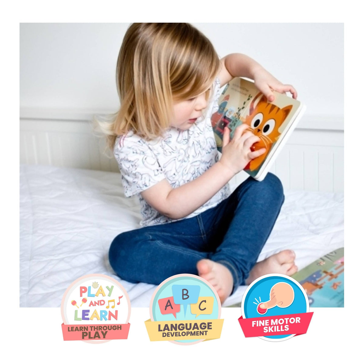 Ditty Bird - Sensorinė garsų knygelė „Montessori Cute Animals" – mieli gyvūnai (USB-C) - LE KUKU