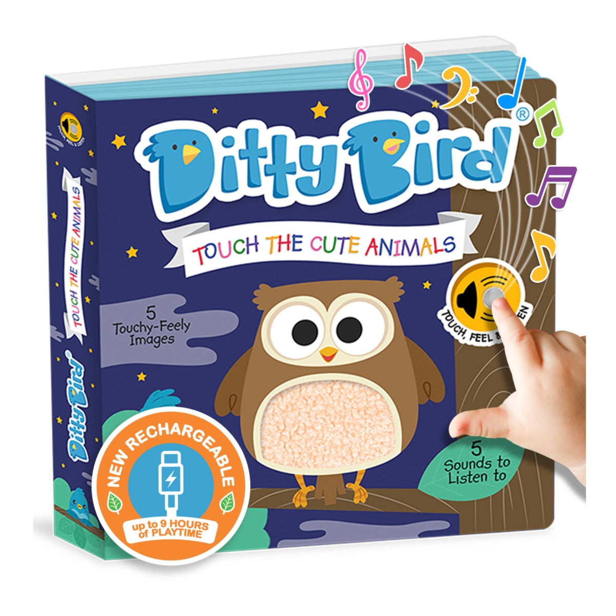 Ditty Bird - Sensorinė garsų knygelė „Montessori Cute Animals" – mieli gyvūnai (USB-C) - LE KUKU