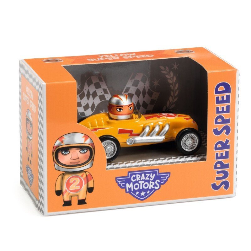 Djeco - Crazy motors - Žaislinė mašinėlė - Geltonasis Super Greitis - LE KUKU