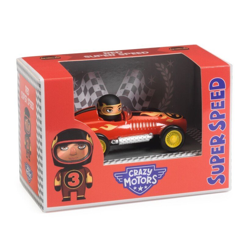 Djeco - Crazy motors - Žaislinė mašinėlė - Raudonasis Super Greitis - LE KUKU