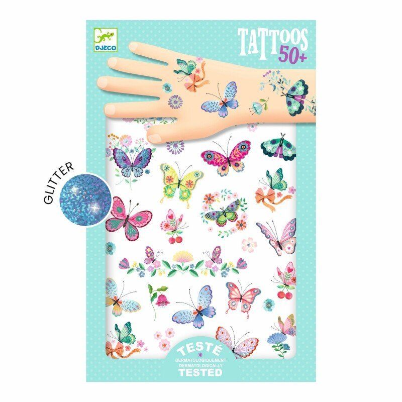 DJECO - Tatuiruotės - Drugeliai (50+ tatuiruočių) - LE KUKU