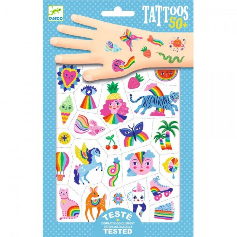 DJECO Tatuiruotės - Vaivorykštė (50+ tatuiruočių) - LE KUKU