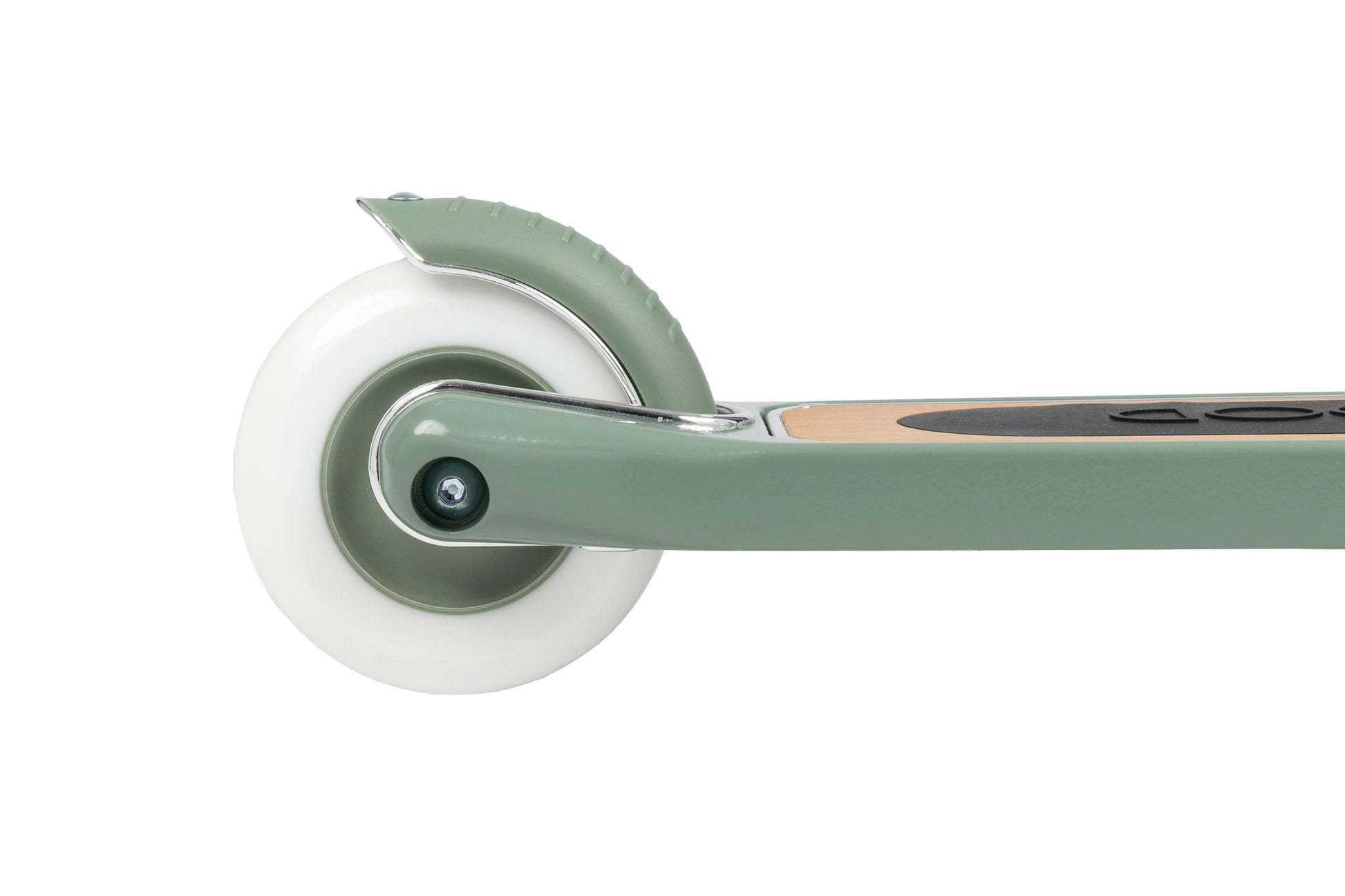 Banwood vintažinis paspirtukas su krepšeliu ratukas ir tvirtinimas, žalia spalva, retro dizainas