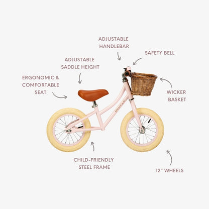 Banwood vintažinis balansinis dviratis First Go - Pink